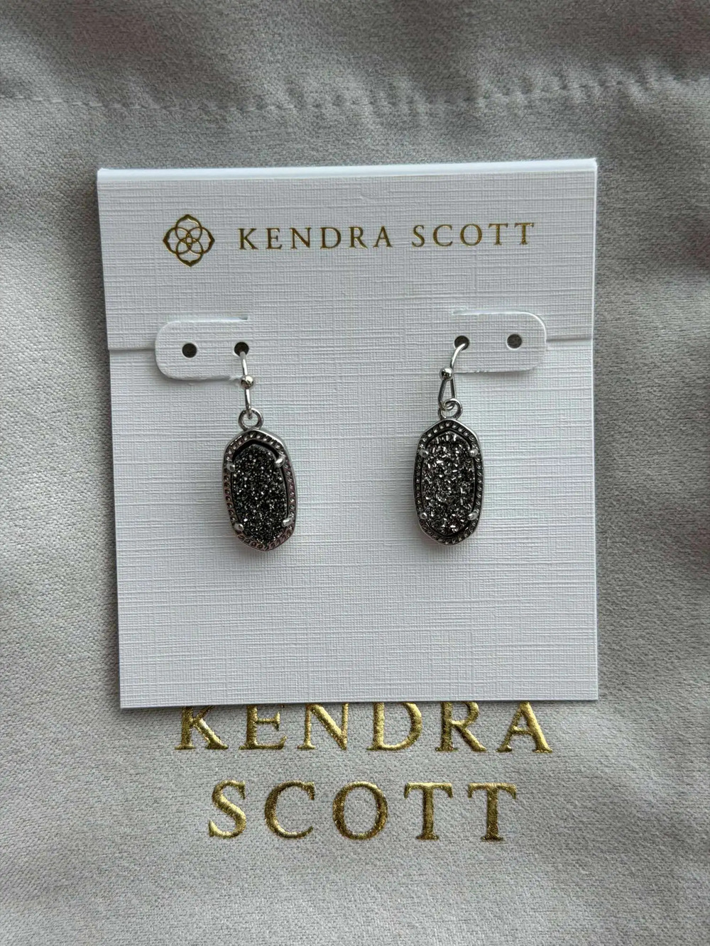 Kendra Scott Black Crystal Cluster Teardrop Earrings